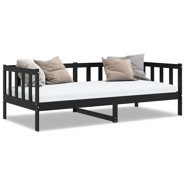 vidaXL Day Bed Black Solid pine wood 35.4 x 78.7 in