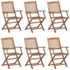 vidaXL Garden Chair Set of 6 Anthracite, Natural Wood