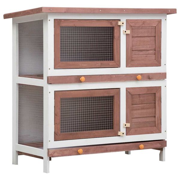 vidaXL Rabbit Hutch Brown and White