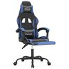 vidaXL Gaming Chair with Footrest Black and Blue Faux Leather