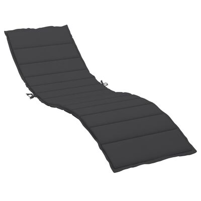 vidaXL Sun Lounger Cushion Black 78.7"x19.7"x1.2" Fabric