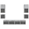 vidaXL 8 Piece TV Wall Units with LED Concrete Gray Engineered Wood