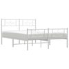 vidaXL Bed Frame White Powder-Coated Steel Double Bed Frame
