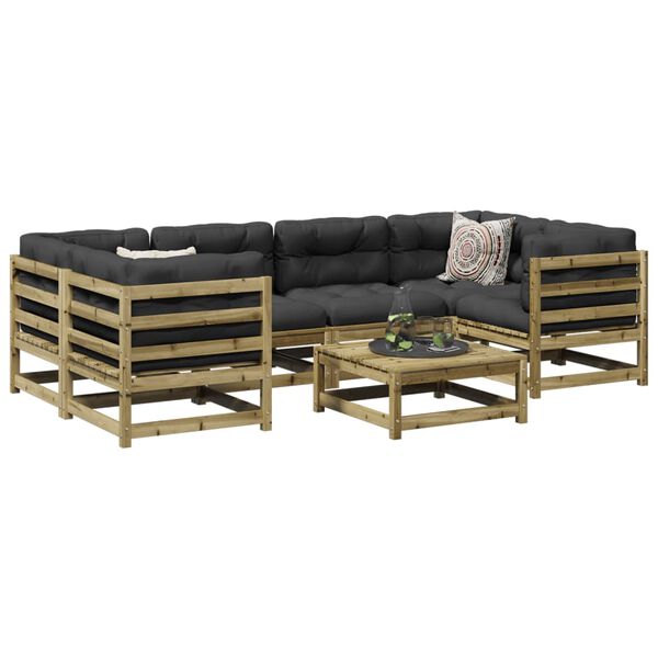vidaXL Garden Sofa Set Anthracite Solid Pine Wood Large Modular