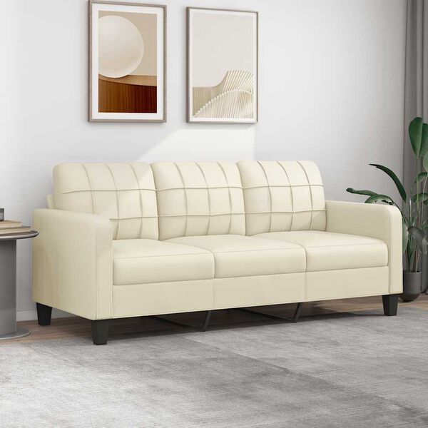 vidaXL 3-seater Sofa Cream