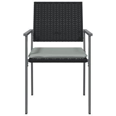 vidaXL Patio Chairs with Cushions 2 pcs Black 21.3"x24.6"x35" Poly Rattan