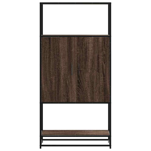 vidaXL Highboard Brown Oak Engineered Wood, Metal 26.8x13.8x54.7 in