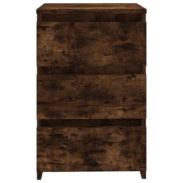 vidaXL Bed Cabinet Smoked Oak Engineered Wood 15.7x13.8x24.6 in