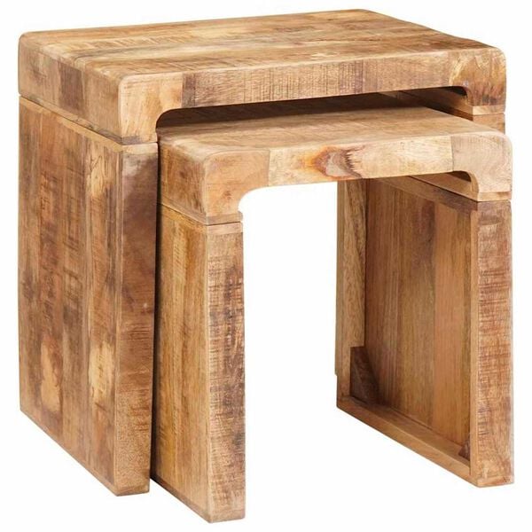 vidaXL Nesting Tables 2 pcs Brown 46 x 40 x 46 cm Solid Mango Wood