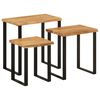 vidaXL Nesting Table Natural wood and black