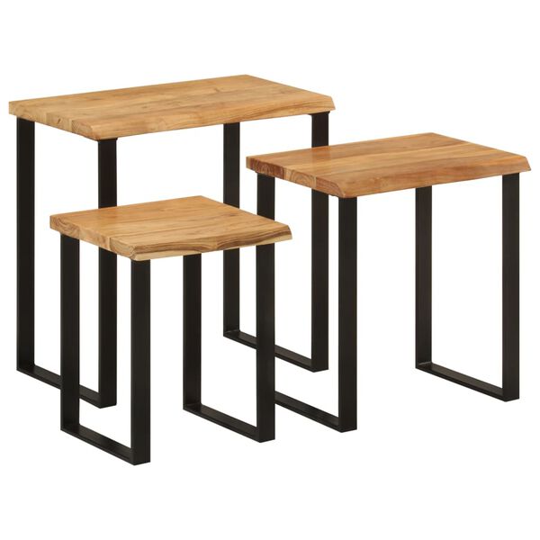 vidaXL Nesting Table Natural wood and black