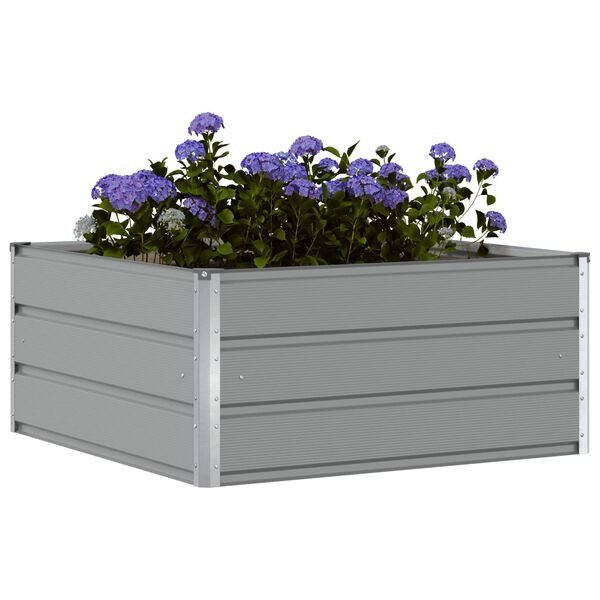 vidaXL Planter Light Grey 39.37 x 39.37 x 17.72 in Steel
