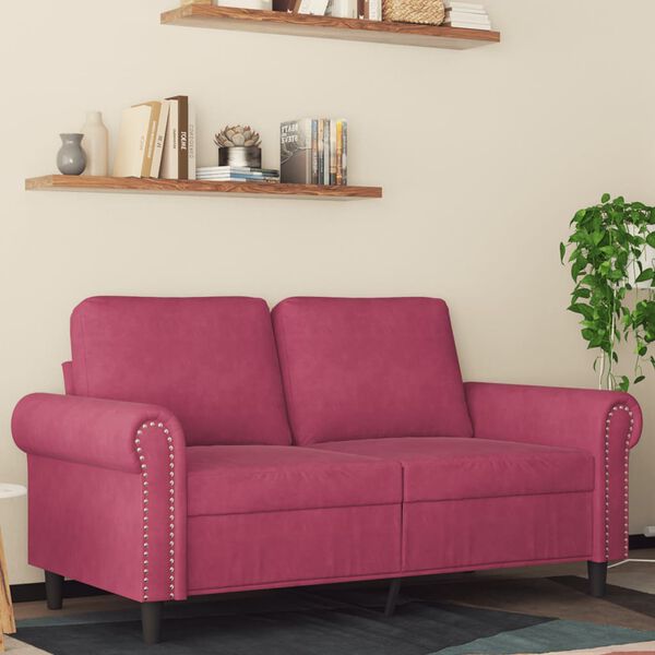 vidaXL 2-seater Sofa Wine Red Velvet, Metal, Foam Medium