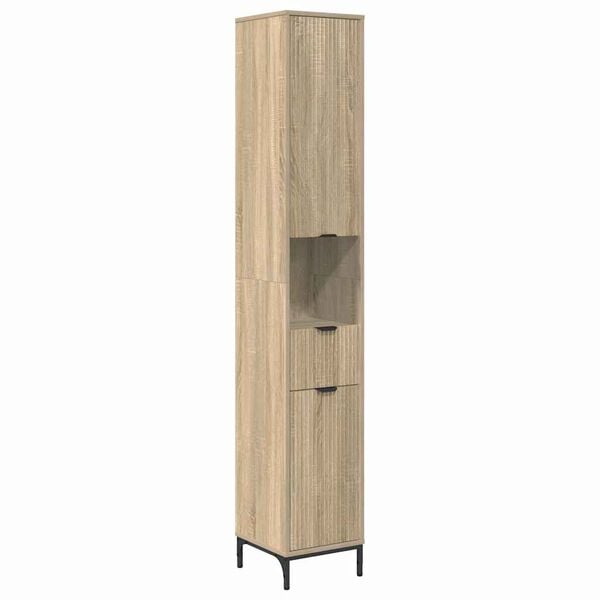 vidaXL Bathroom Cabinet with Door Sonoma Oak 12.40 x 12.99 x 74.80 in
