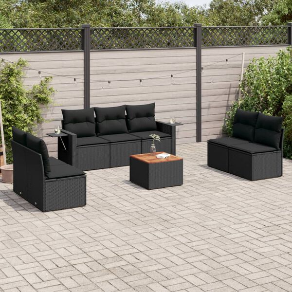 vidaXL Garden Sofa Set Black