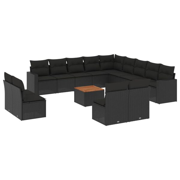 vidaXL Garden Sofa Set Black