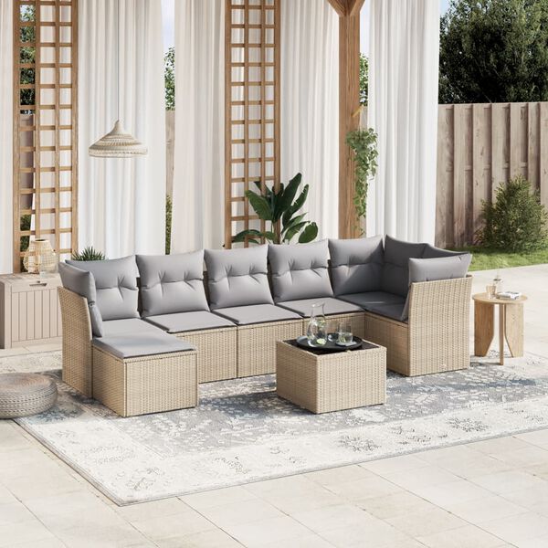 vidaXL Garden Sofa Set Mix of Beige & Grey Cushions