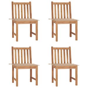 vidaXL Patio Chair Set of 4 Teak Solid Teak Wood Standard Durable