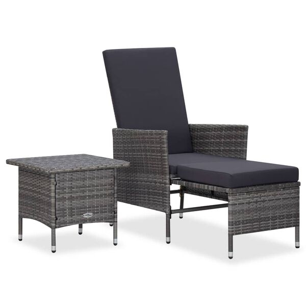 vidaXL Garden Furniture Set Gray PE rattan, powder-coated steel, polyester