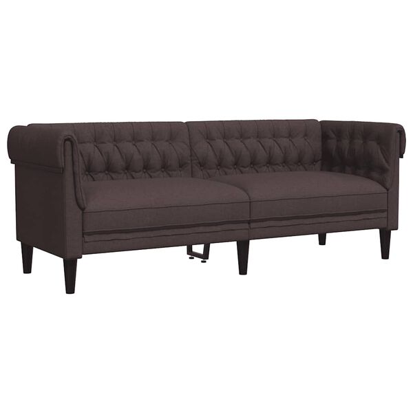 vidaXL Chesterfield Sofa Dark brown Polyester, plywood, solid wood