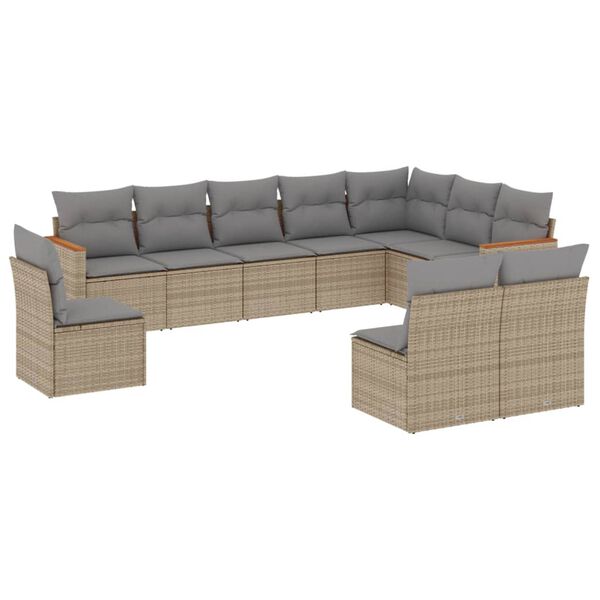 vidaXL Garden Sofa Set Mix Beige PE Rattan Large Modular