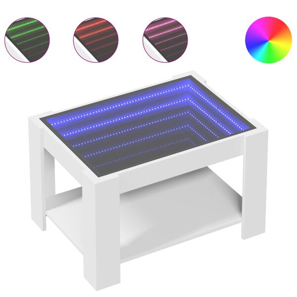 vidaXL Coffee Table White Engineered wood, glass 28.7 x 20.9 x 17.7 in