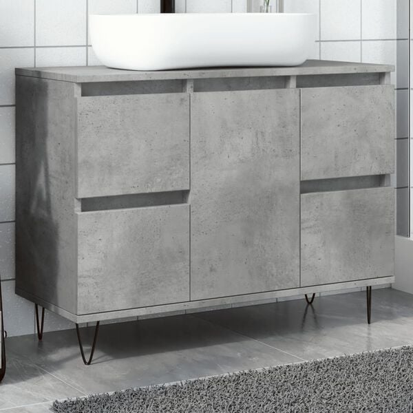 vidaXL Bathroom Cabinet Concrete Grey Engineered wood, Iron Medium