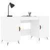 vidaXL Desk White Engineered wood, iron, faux leather 55.1x19.7x29.5 in