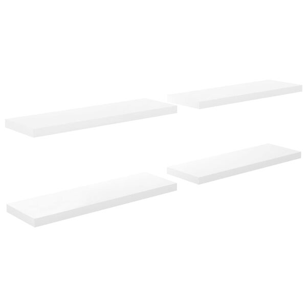 vidaXL Wall Shelf Set of 4 High gloss white Honeycomb MDF, metal Medium