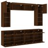 vidaXL 6 Piece TV Wall Stand Set with LED Lights Brown Oak