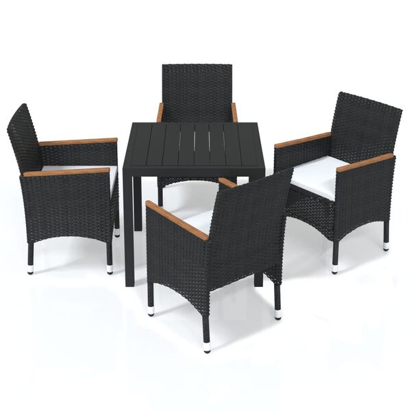 vidaXL Dining Set Black, Cream White