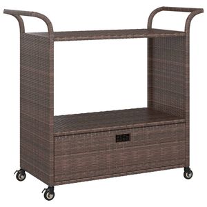 vidaXL Bar Cart with Drawer Brown 39.4"x17.7"x38.2" Poly Rattan