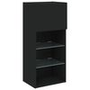 vidaXL TV Cabinet Black Engineered wood, glass Medium Black TV Cabinet