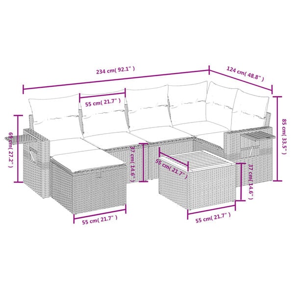 vidaXL Garden Sofa Set Black