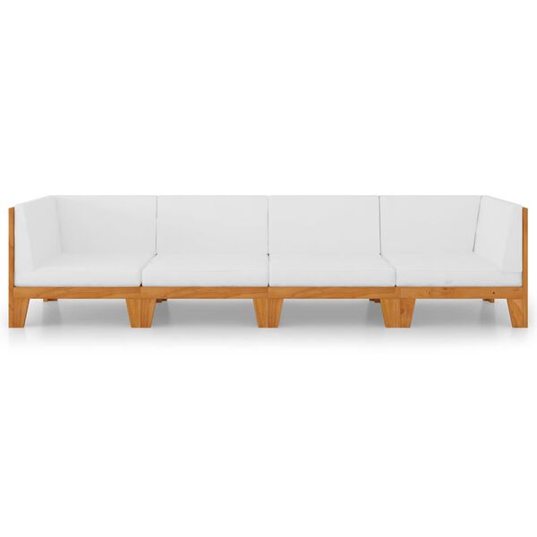 vidaXL Garden Lounge Set Cream White Solid Acacia wood, 100% Polyester