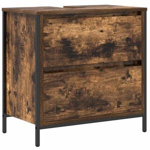 vidaXL Bathroom Basin Cabinet Smoked Oak Engineered Wood, Steel Medium