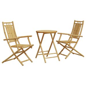 vidaXL Bistro Set Natural Bamboo Bamboo 2-Seater Foldable Bistro Set