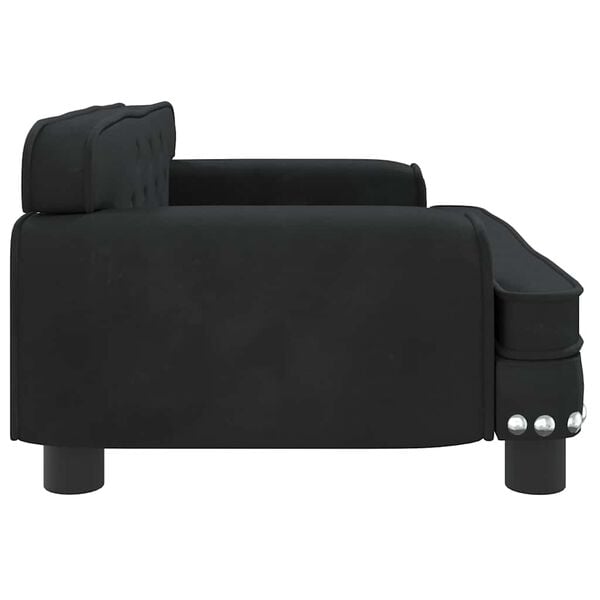 vidaXL Dog Bed Black Velvet 27.6 x 17.7 x 11.8 in Stylish Design