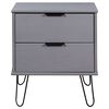 vidaXL Nightstand Grey Solid pine wood, metal Medium Nightstand