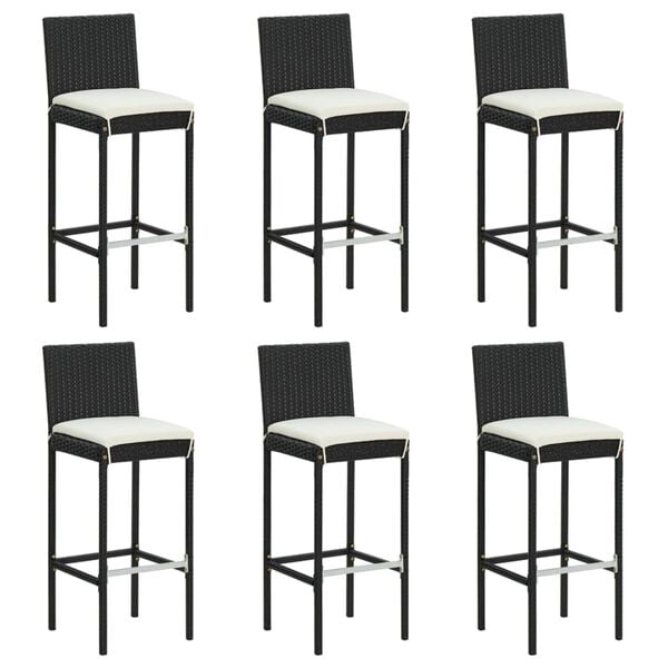 vidaXL Patio Bar Set Set of 6 Black, Cream white