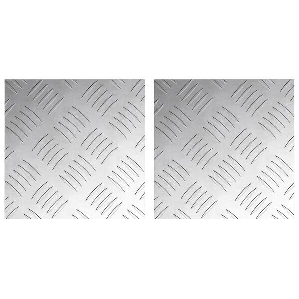 vidaXL Stair Tread Square 2 pcs Silver 7.87 x 7.87 in Aluminium