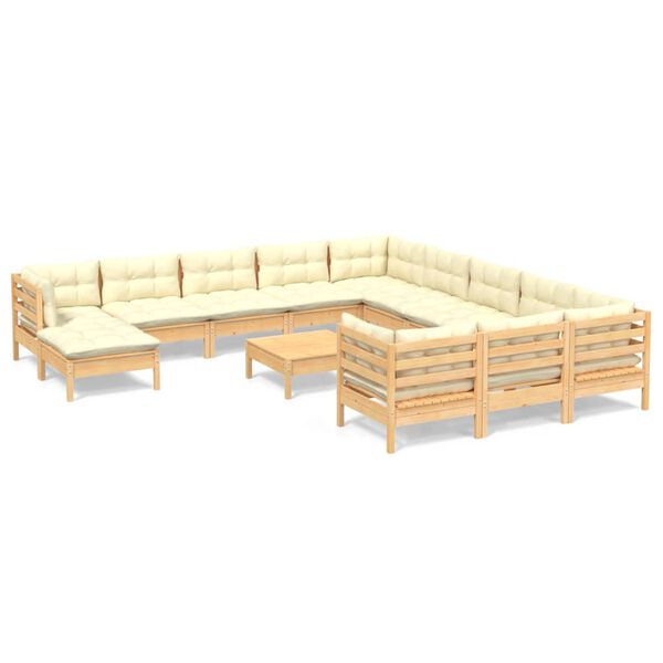 vidaXL Garden Lounge Set Cream and Pinewood