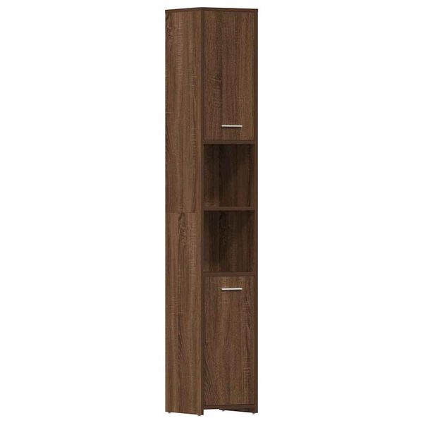 vidaXL Bathroom Cabinet Brown oak Engineered wood Tall Bathroom Cabinet