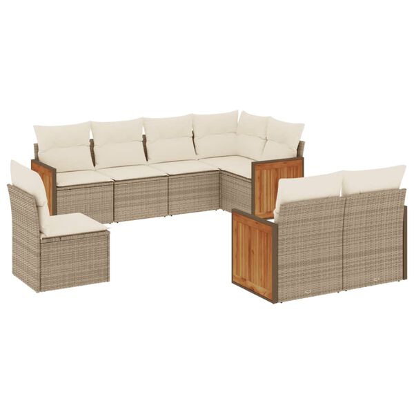 vidaXL Garden Sofa Set Beige PE Rattan Large Modular Garden Sofa Set