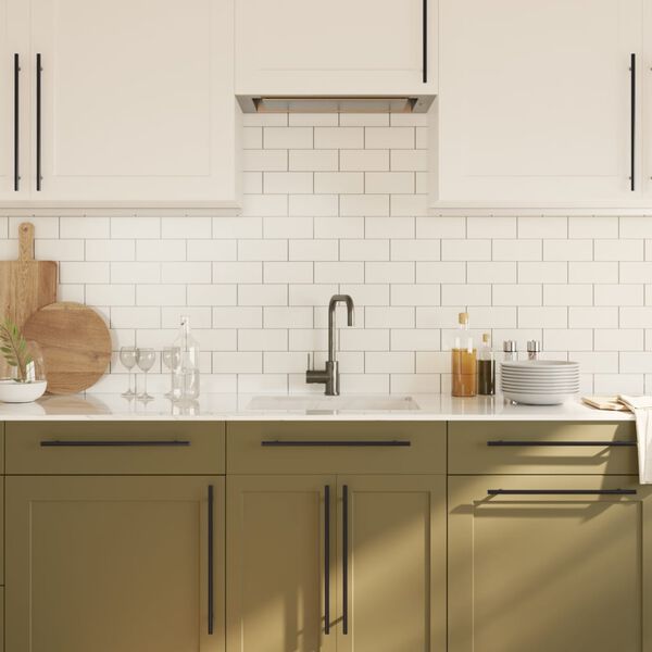 vidaXL Cabinet Handle Set of 20 Black Stainless Steel 15.7 in Tough