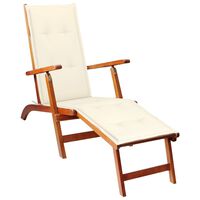 vidaXL Patio Deck Chair with Footrest and Cushion Solid Acacia Wood