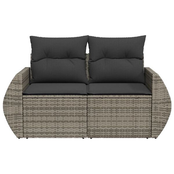 vidaXL Garden Sofa Grey PE rattan Large Adjustable Feet