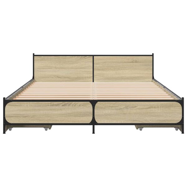 vidaXL Bed Frame Sonoma Oak Engineered Wood 47.2 x 78.7 in Bed Frame