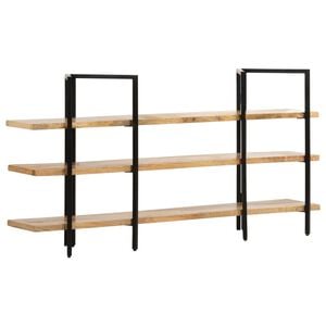 vidaXL Bookcase Brown and Black Solid Mango Wood and Powder-Coated Steel