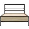 vidaXL Bed Frame Sonoma Oak Engineered Wood, Metal, Plywood Small Single